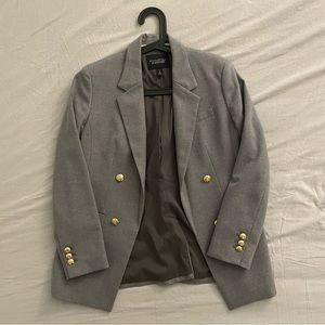 Banana Republic grey double breasted boyfriend blazer